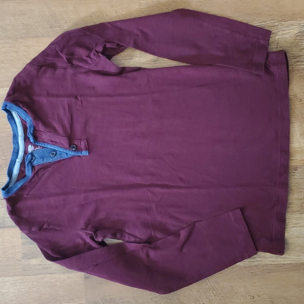 Old Navy Boys Burgundy Long Sleeve Polo Shirt Size 10-12
